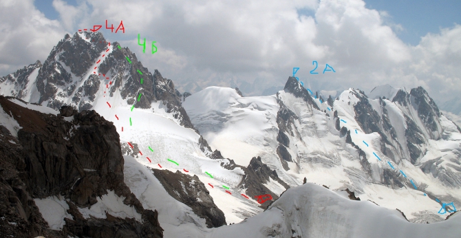 Ущелья Адырсу и Адылсу.Фото маршрутов в дополнение к описаниям (Альпинизм, уллу-тау, альпинистские маршруты)