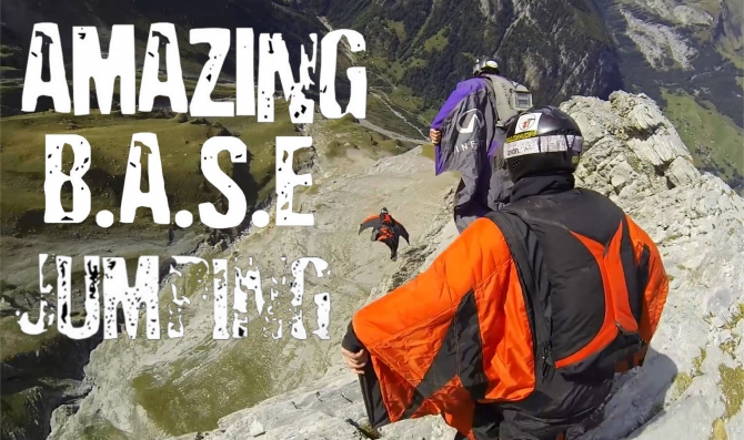 Amazing B.A.S.E. Jumping (BASE, base jumping, wingsuit, extreme)