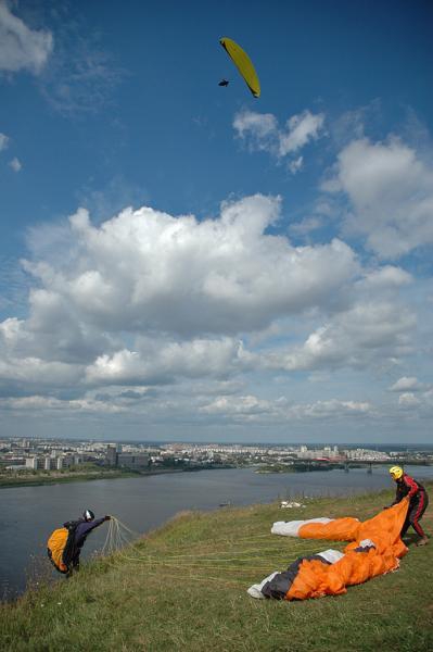 Фотосессия полетов над городом.  Нижний Новгород (Окский, Воздух, парапланы)