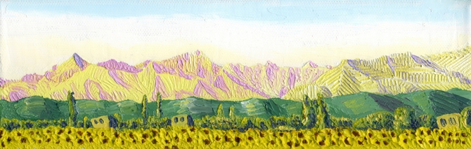 Просто утро с видом на Безенгийский Массив (виктор чайка, картины, горы, живопись, на призрачных высотах, шагала-кёль, на рассвете, вид на безенгийский массив)