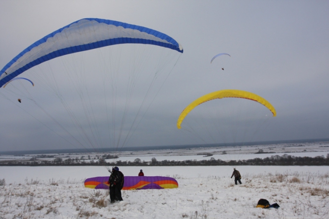 Полеты Рязанских пилотов, несмотря на мороз... (Воздух, параплан, фото, рязань)