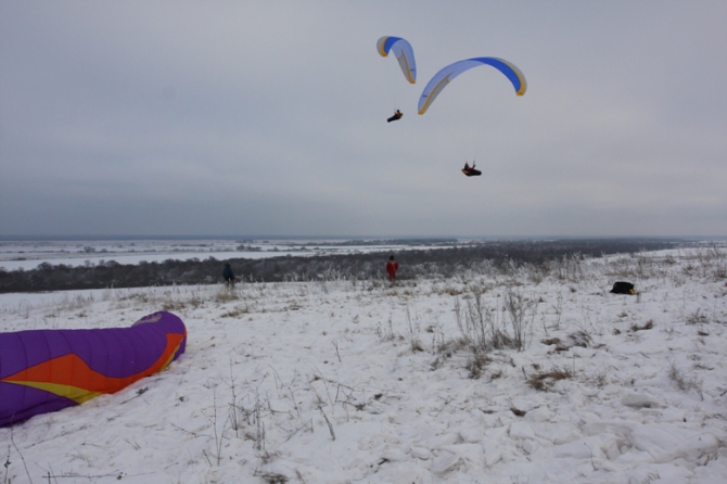 Полеты Рязанских пилотов, несмотря на мороз... (Воздух, параплан, фото, рязань)