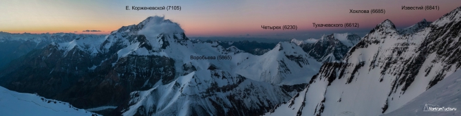 Панорамы вершин Центрального Тянь-Шаня и Памира (тянь-шань, вершины, коммунизма, победы, ленина, хан-тенгри, корженевской)