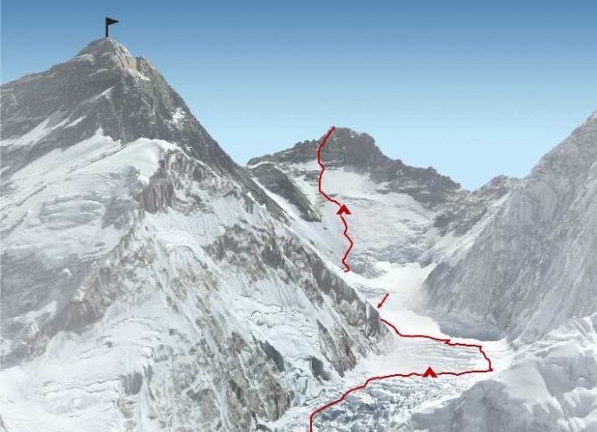 Первый в истории альпинизма горнолыжный спуск с Лхоцзе (8516м). (Хилари Нельсон, Hilaree Nelson, Джим Моррисон, James White Morrison)