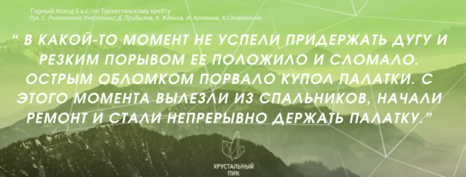 &quot;Хрустальный Пик-2019&quot;: горный поход 6 к.с. по Туркестанскому хребту (Горный туризм)