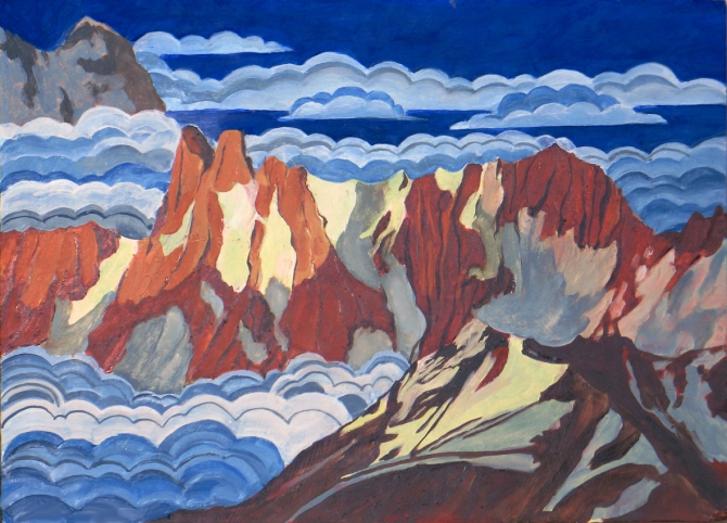 Поворот с видом на Шхельду. (Альпинизм, масло, живопись, горы, 2010, angelina jolie)