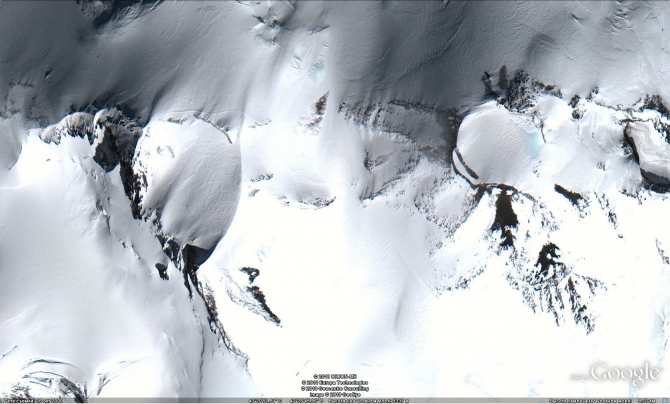 Эльбрус на карте Google. Теперь и вершина! (привязка фотографий, фото со спутника, earth, maps, карта)